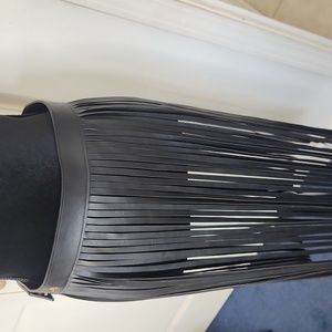 Faux leather fringe skirt/belt
